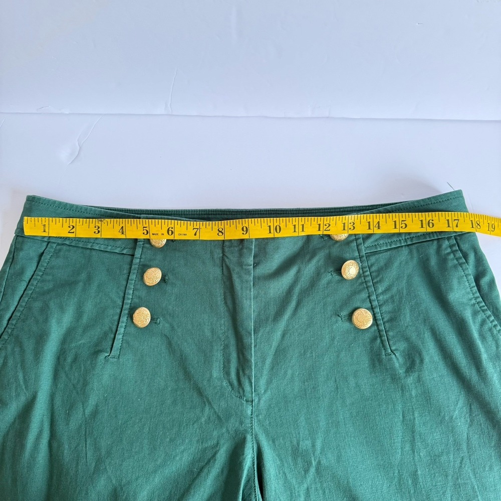 Talbots Green Sailor Pants Womens 14w Petite Wide Leg Gold Button High Rise Crop - Picture 5 of 8